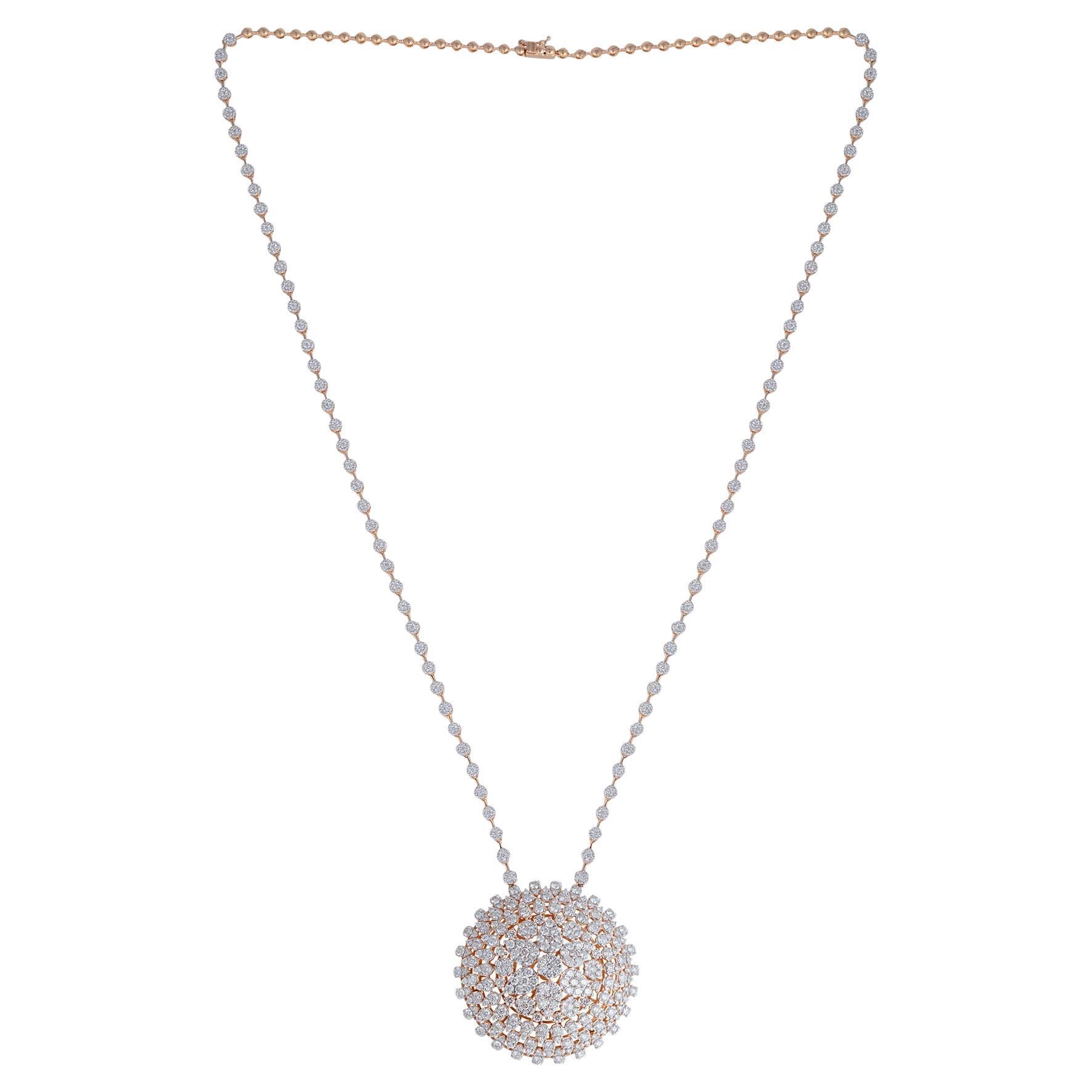 18.20 Carat SI/HI Diamond Pendant Necklace 18 Karat Rose Gold Fine Jewelry 