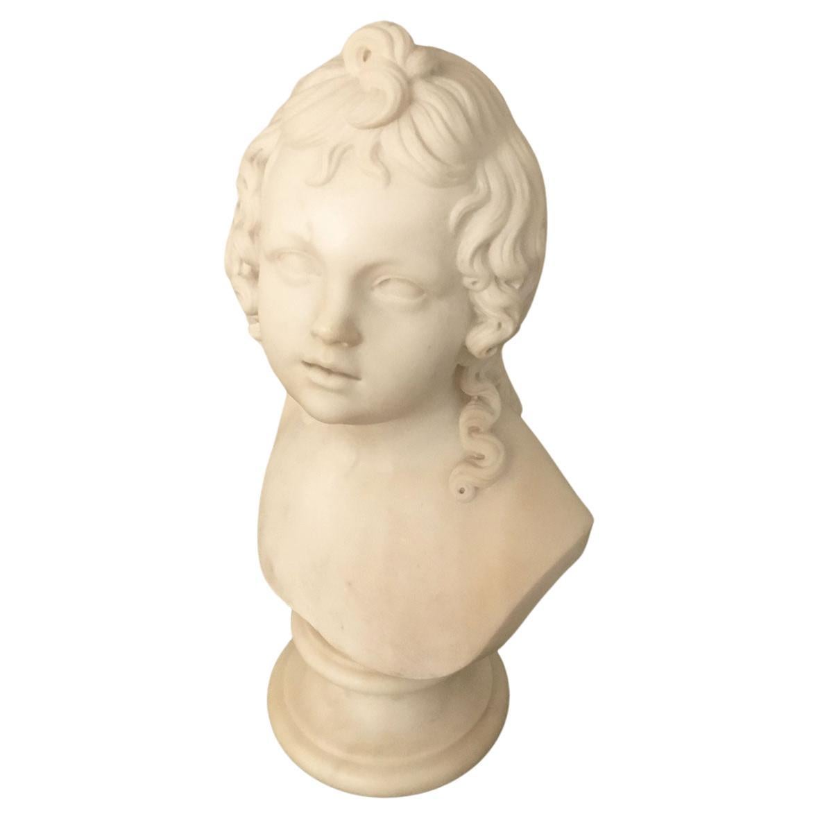 Sculpture de buste de Cupidon néoclassique en marbre blanc de l'atelier Thorvaldsen, 1820 en vente