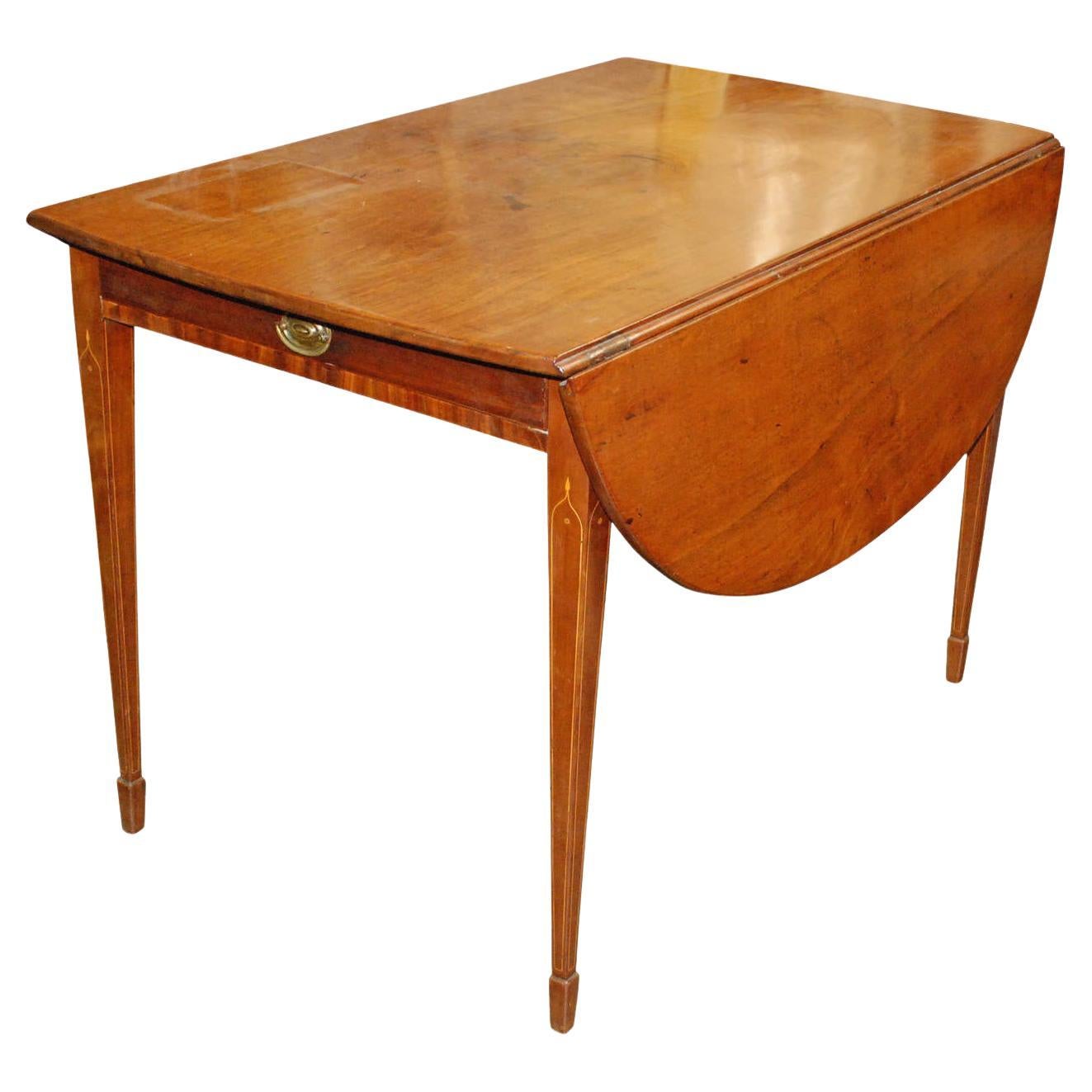1820 English Mahogany Empire Style Pembroke Table For Sale