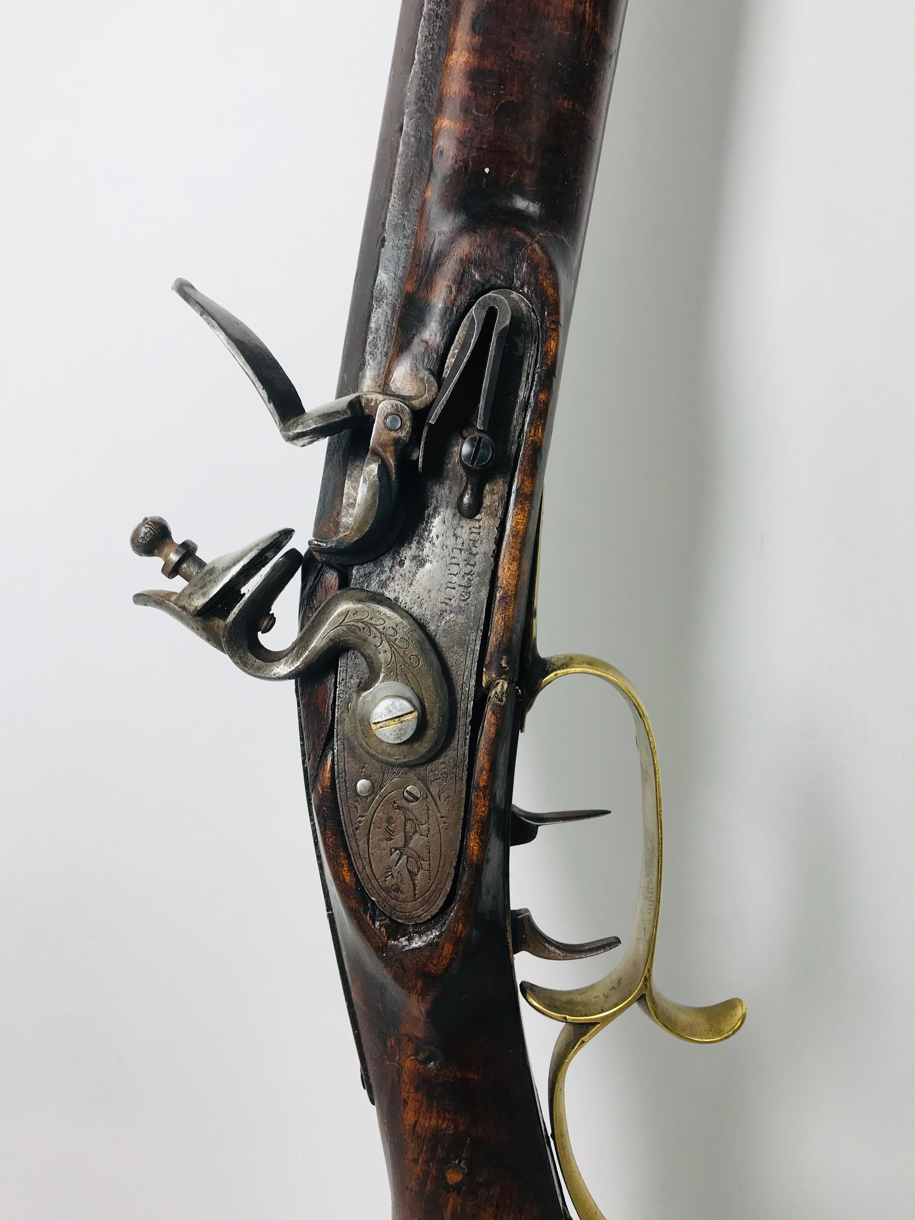 1820 Kentucky Rifle Signed J. M. Crossland Hand Graved Wood Frame 4