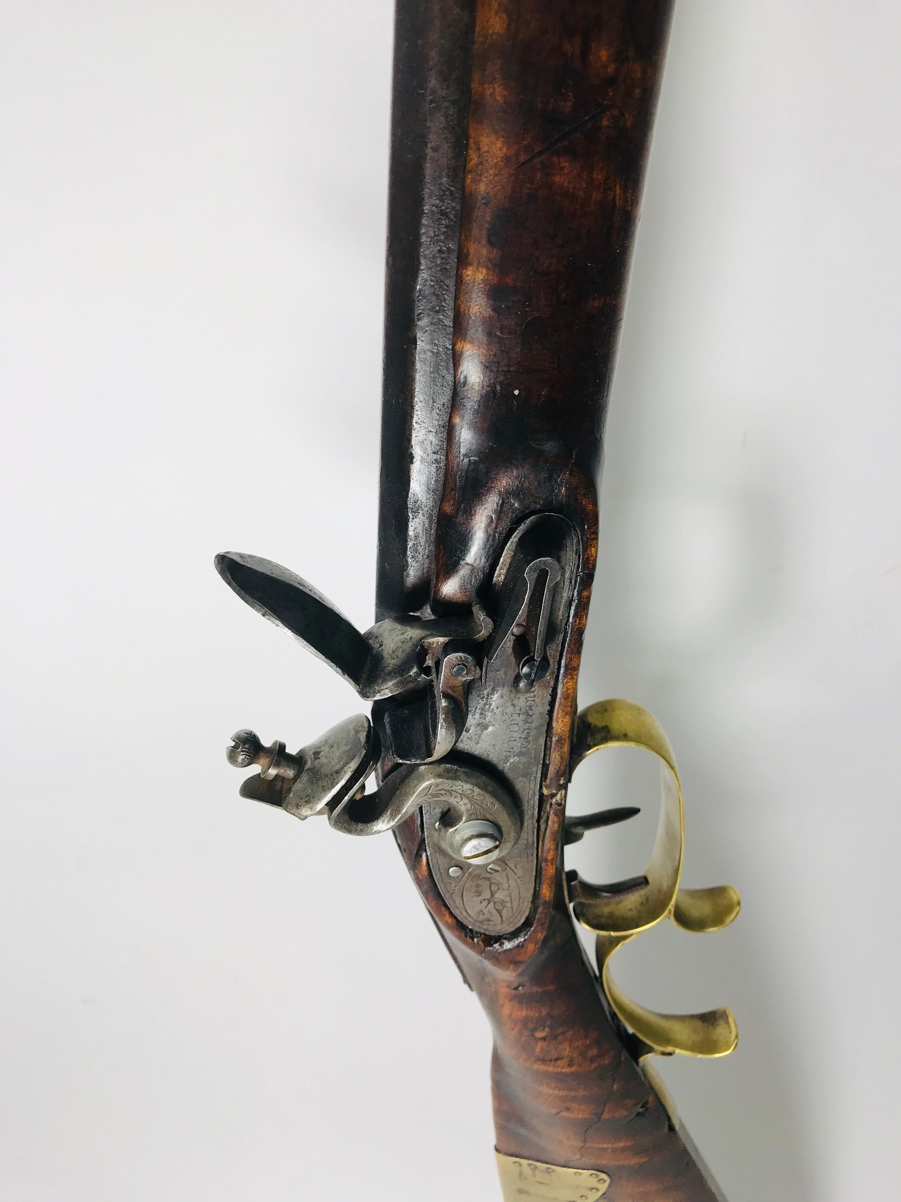 1820 Kentucky Rifle Signed J. M. Crossland Hand Graved Wood Frame 7