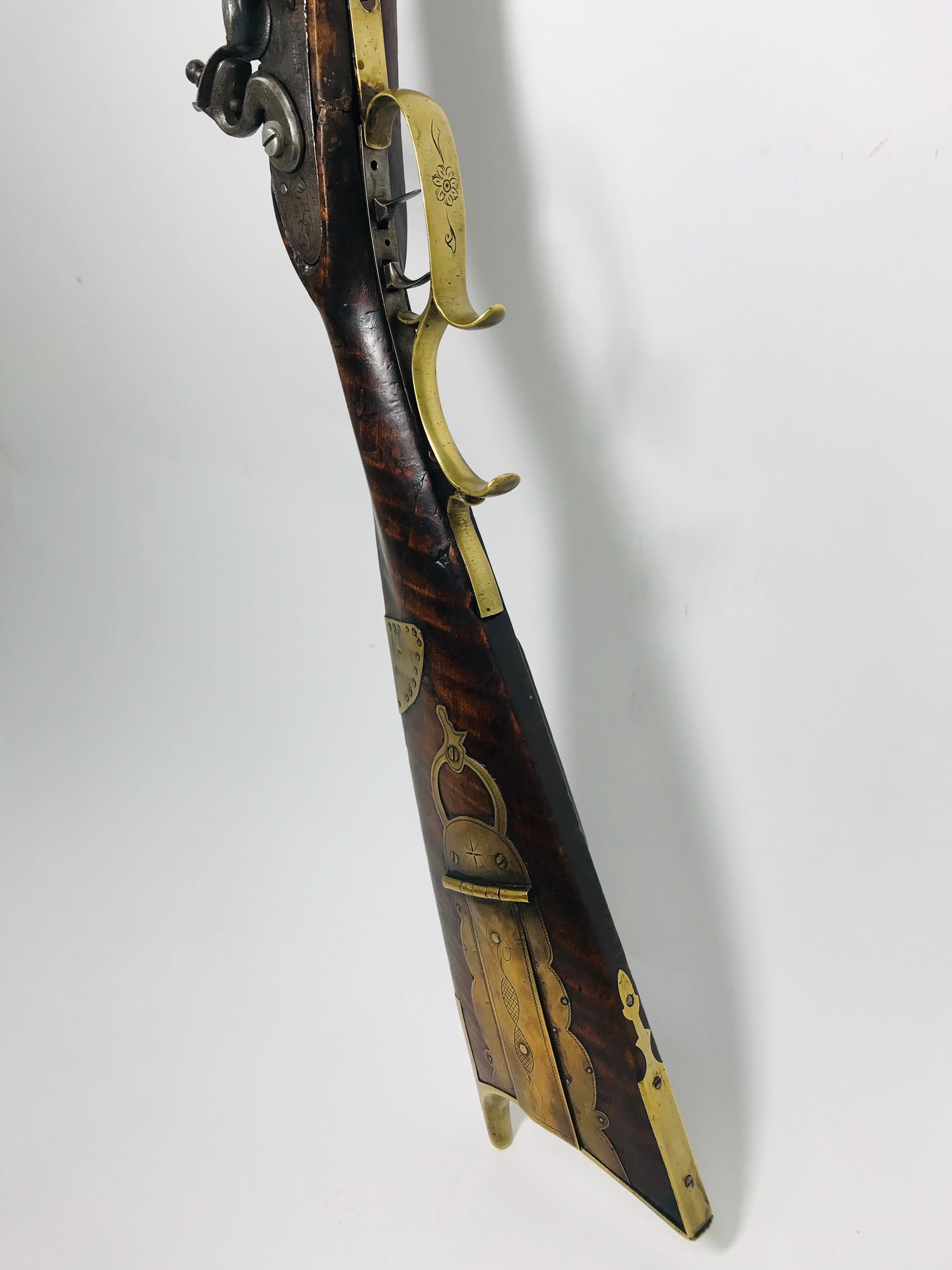 1820 Kentucky Rifle Signed J. M. Crossland Hand Graved Wood Frame 8