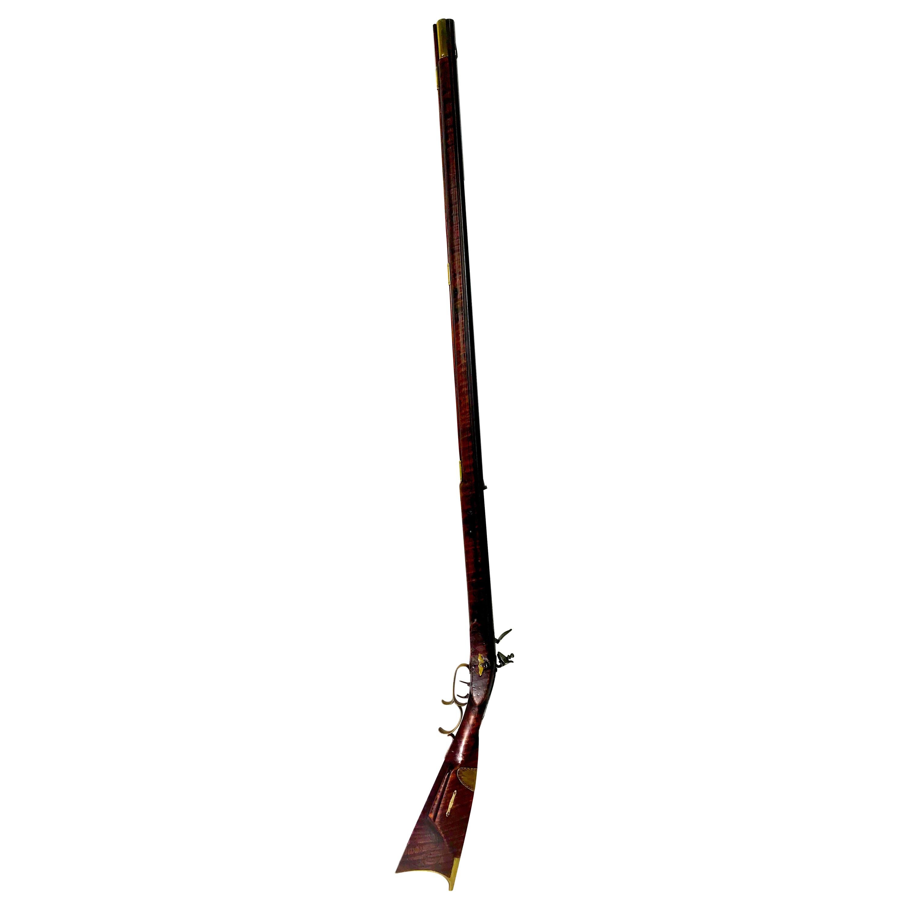 1820 Kentucky Rifle Signed J. M. Crossland Hand Graved Wood Frame