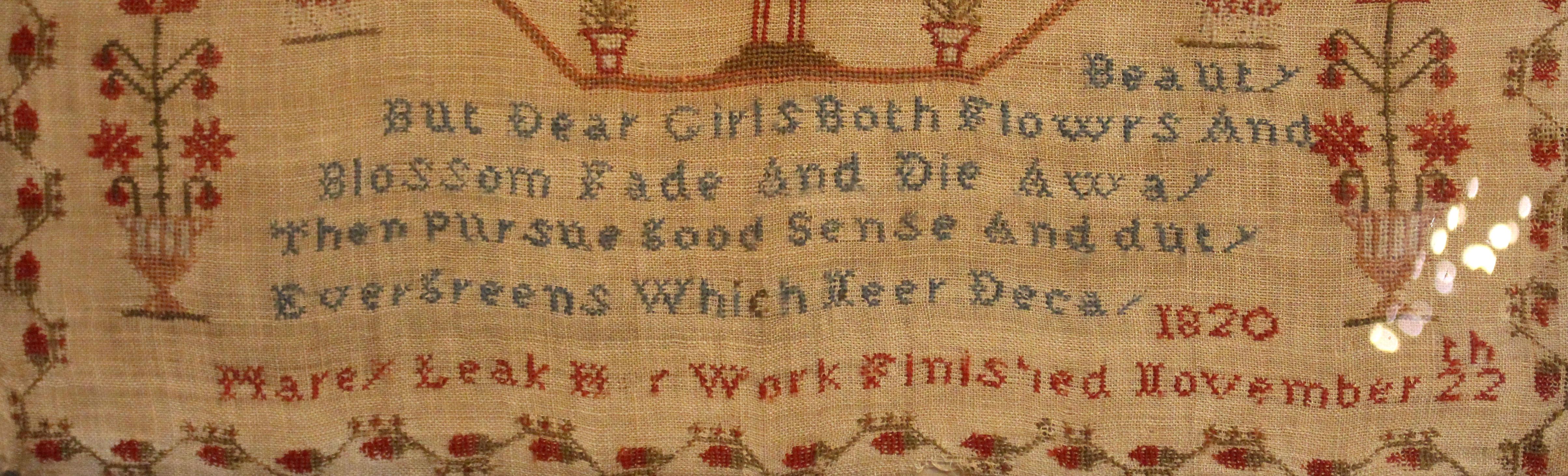 Early 19th Century 1820 Large Framed English Needlework by Mary Leak For Sale