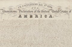 1820 Original Eleazar Huntington Engraved Declaration of Independence Broadside