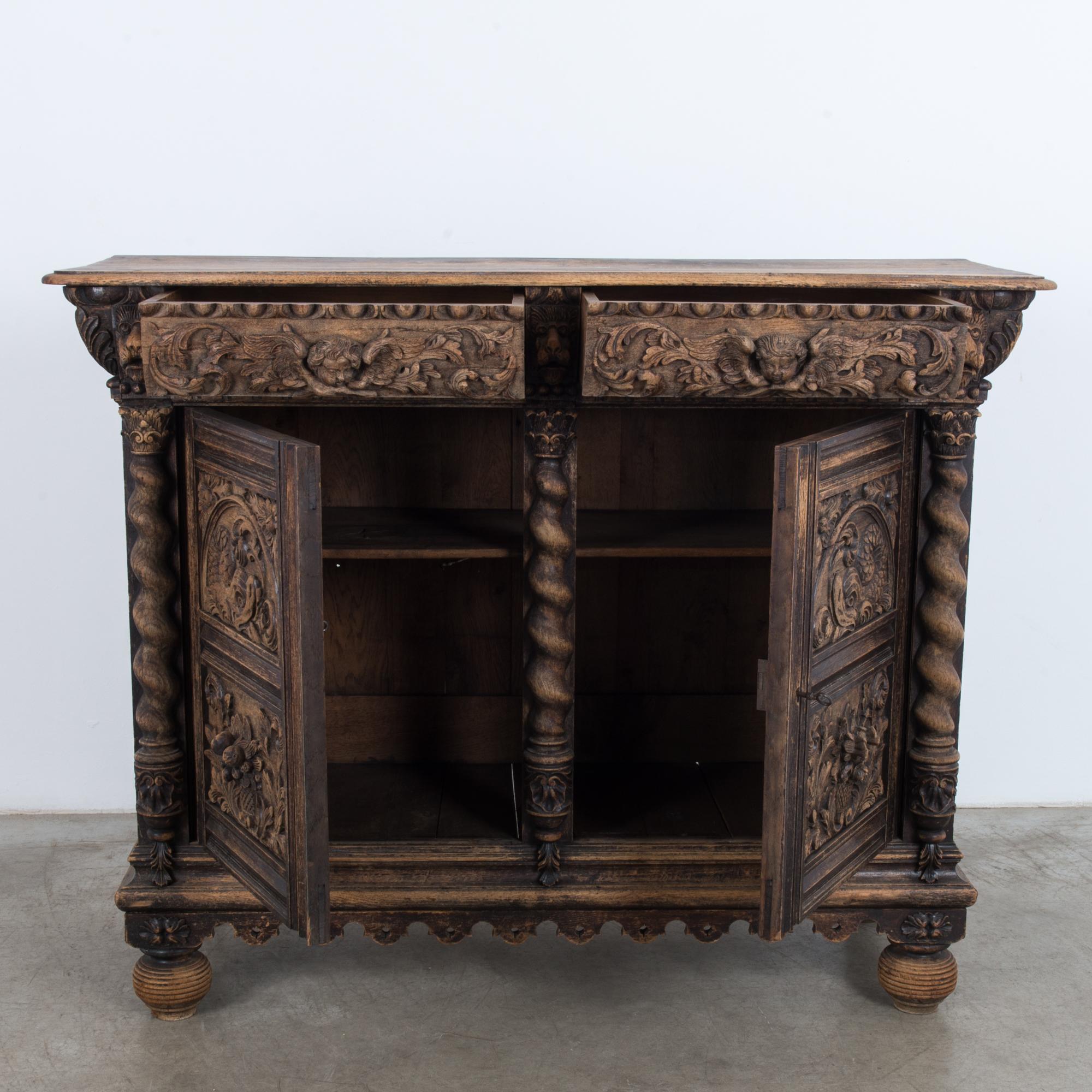 Baroque 1820 Ornate Flemish Buffet Cabinet