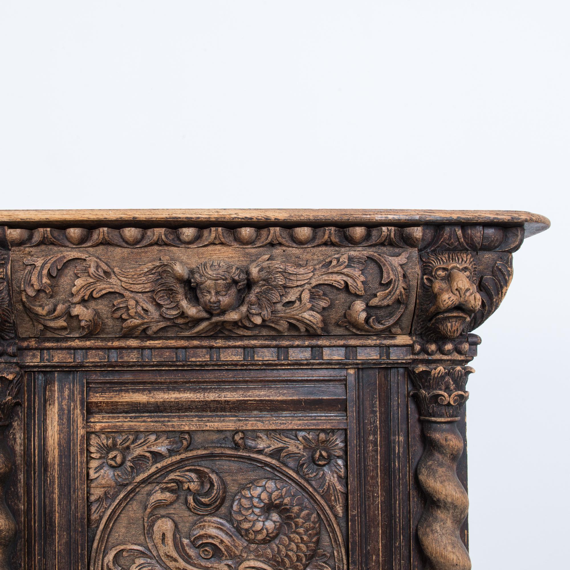 1820 Ornate Flemish Buffet Cabinet 2