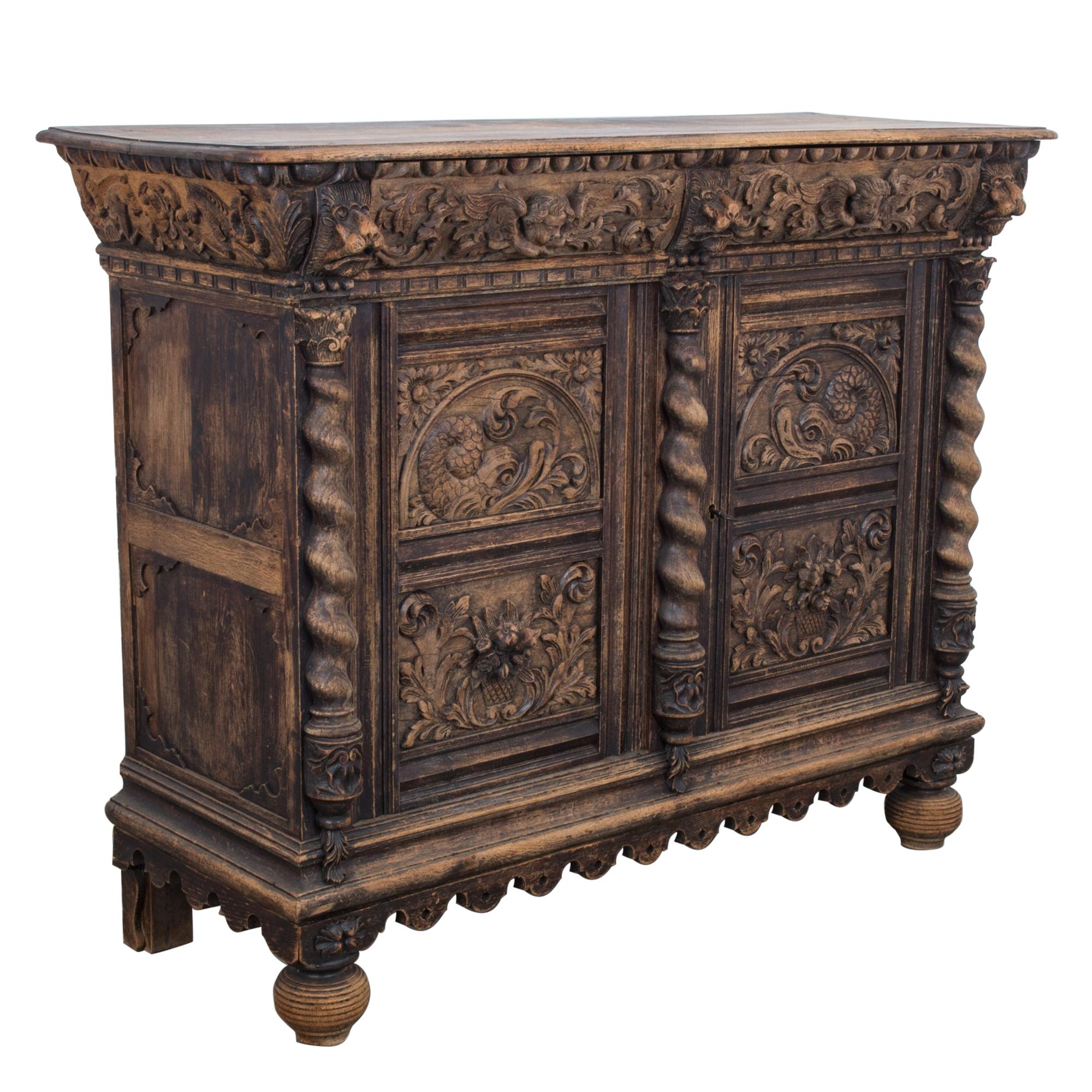 1820 Ornate Flemish Buffet Cabinet