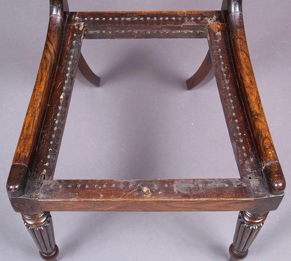 1820 Regency Style Set of Four Ash Inlaid Chairs, England For Sale 4