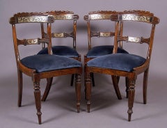 1820 Regency Style Set of Four Ash Inlaid Chairs, England