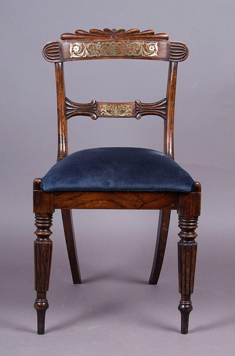 Inlay 1820 Regency Style Set of Four Ash Inlaid Chairs, England For Sale