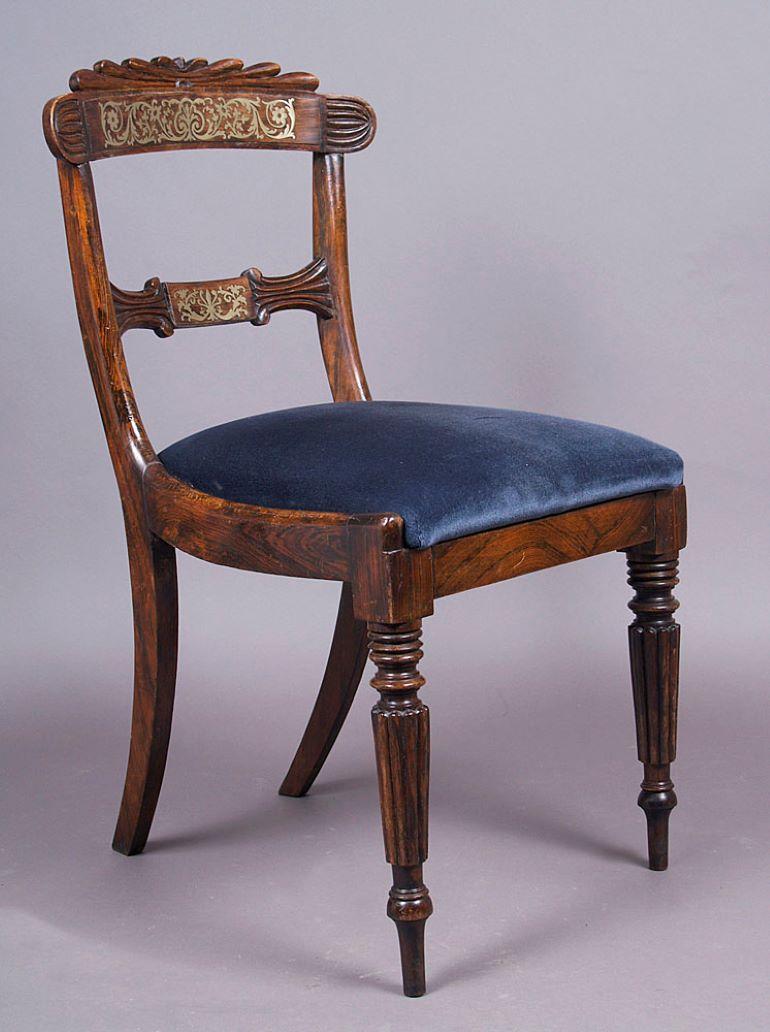 1820 Regency Style Set of Four Ash Inlaid Chairs, England In Good Condition For Sale In Liverpool, GB