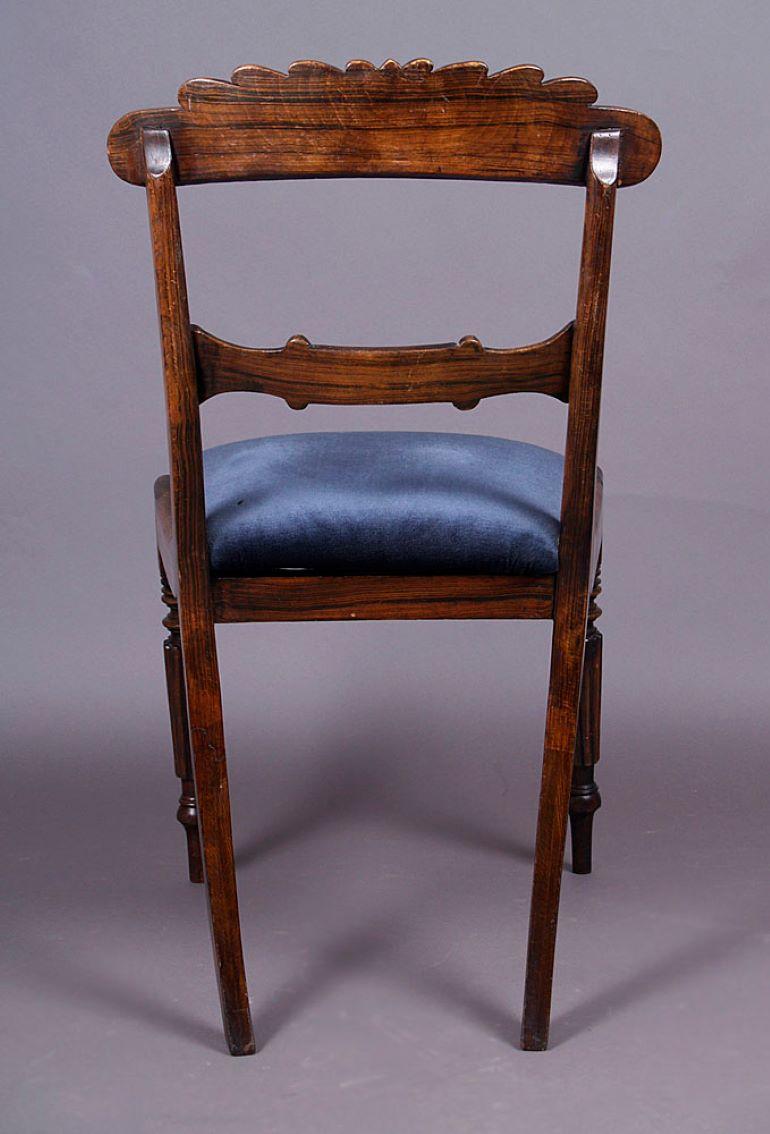 1820 Regency Style Set of Four Ash Inlaid Chairs, England For Sale 1