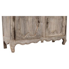French Provincial Oak Larder Cupboard, Whitewashed Wood, 1820s, France