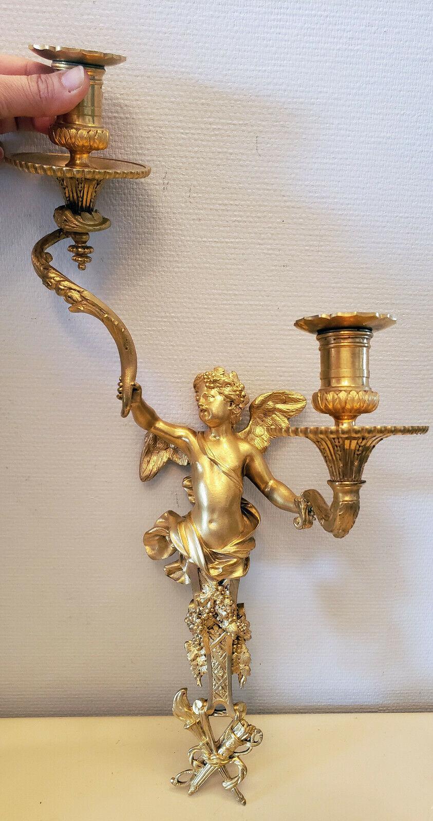 1820 XL Antique Russian Imperial Dore Bronze Wall Sconce- Angel World Exhibition In Good Condition For Sale In Opa Locka, FL