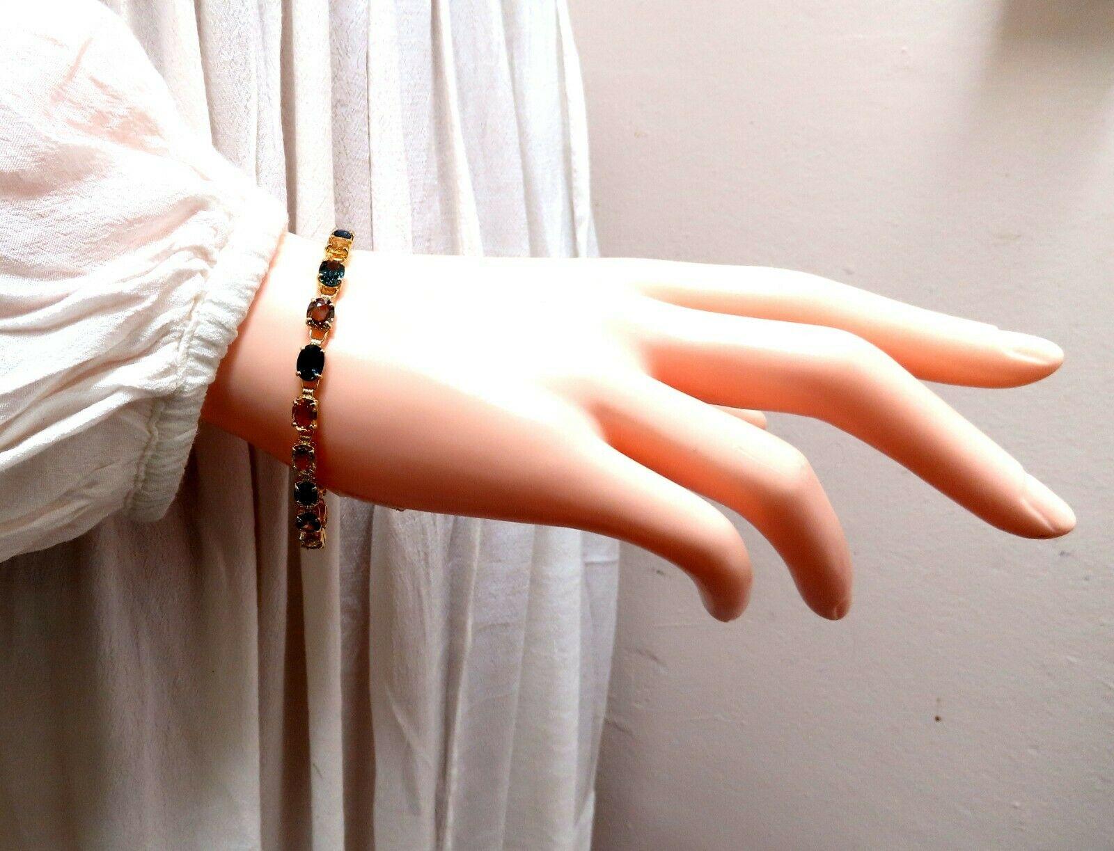 Bracelet en or 14 carats avec saphirs naturels multicolores de 18,20 carats Neuf - En vente à New York, NY