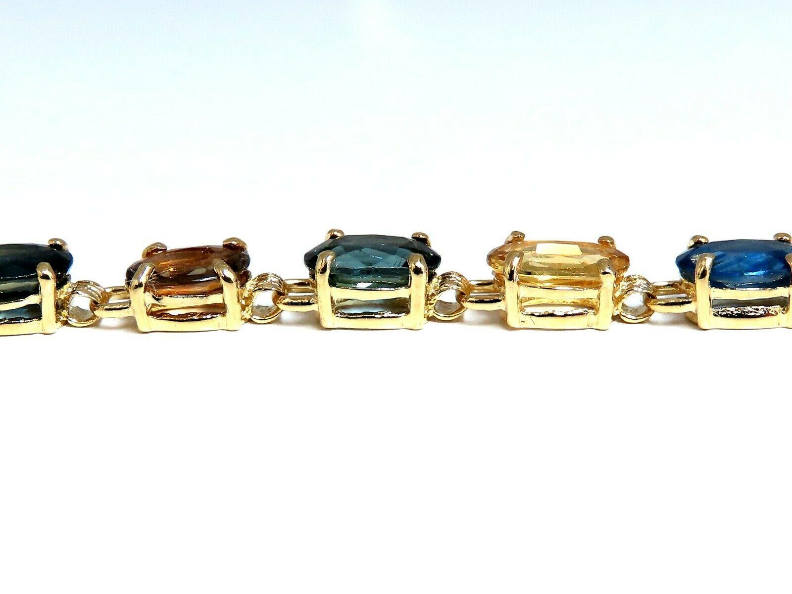 Bracelet en or 14 carats avec saphirs naturels multicolores de 18,20 carats Unisexe en vente