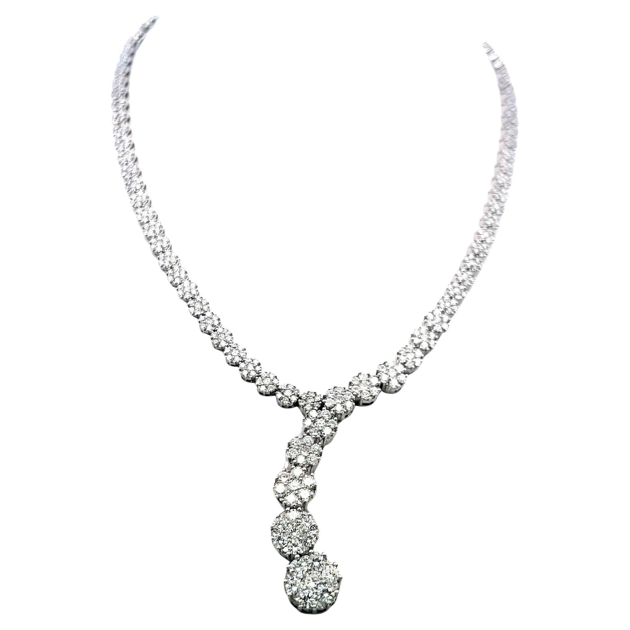 Collana a goccia vintage in oro bianco 14K con diamante tondo Brilliante G VS da 18,20 ct.