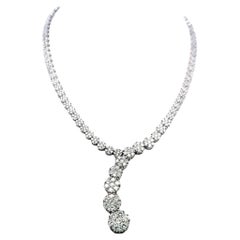 Collana a goccia vintage in oro bianco 14K con diamante tondo Brilliante G VS da 18,20 ct.