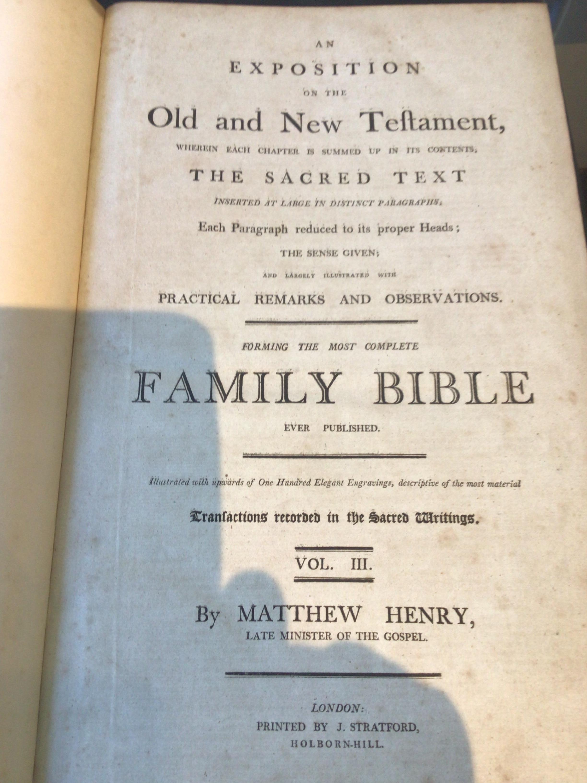 Early 19th Century 1820s 3 Volume Family Bible Commentary by Mathew Henry For Sale