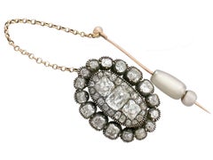 1820s Antique 4.22 Carat Diamond Yellow Gold, Silver Set Brooch