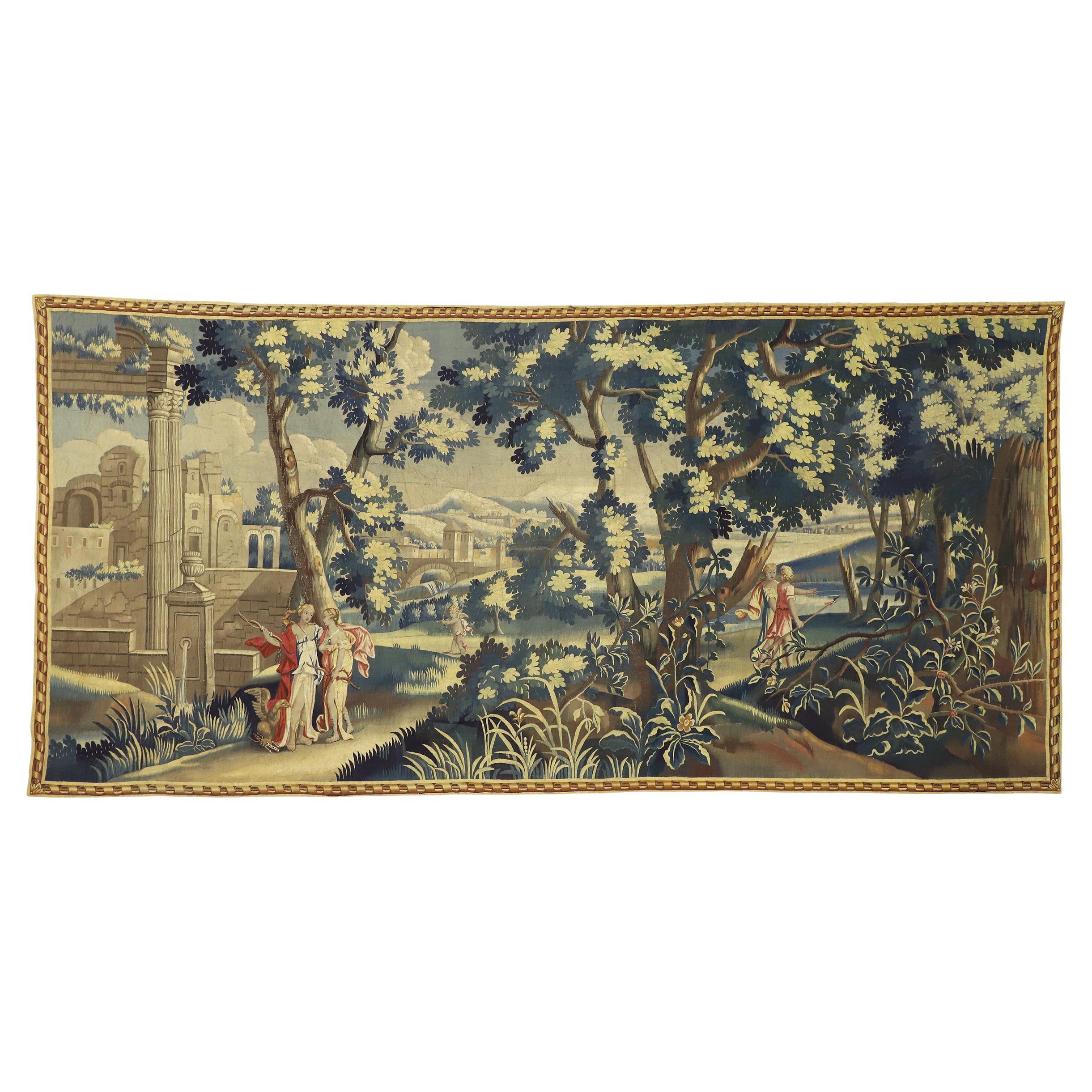 1820's Antique French Aubusson Tapestry with Venus and Adonis, 07'00 x 14'06