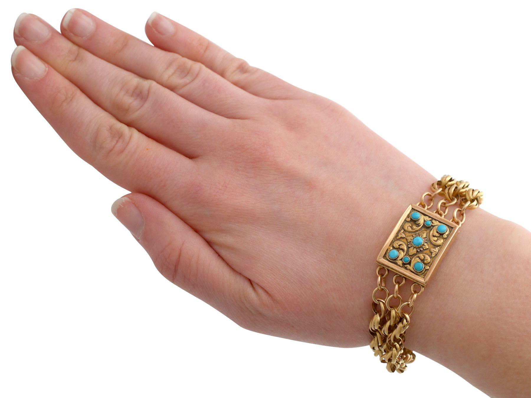 1820er Jahre Antikes Türkis- und Gelbgold Trauer-Medaillon-Armband im Angebot 4