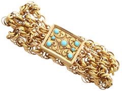 1820s Antique Turquoise and Yellow Gold Mourning Locket Bracelet