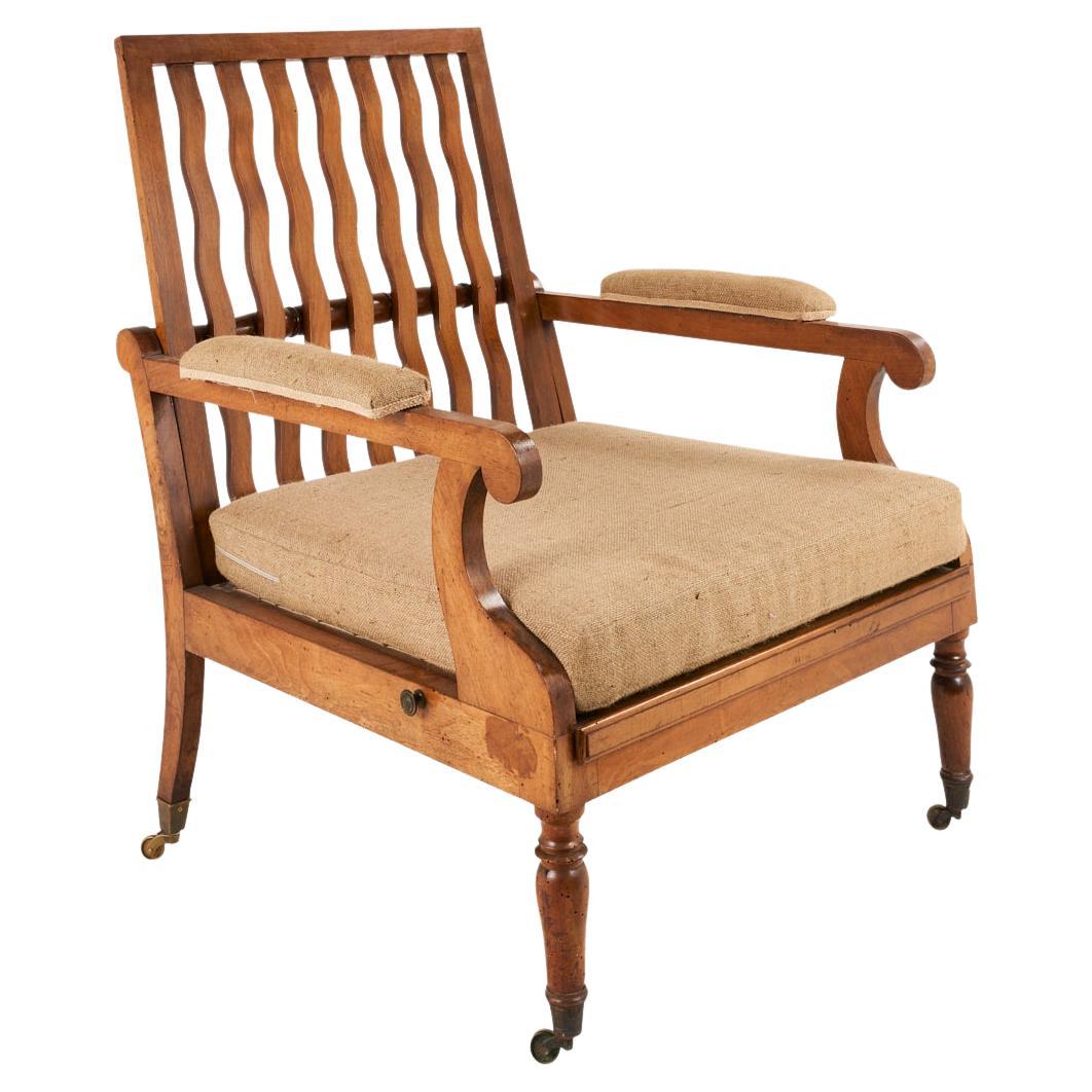 1820s Antique Walnut Reclining Chair, Italy For Sale