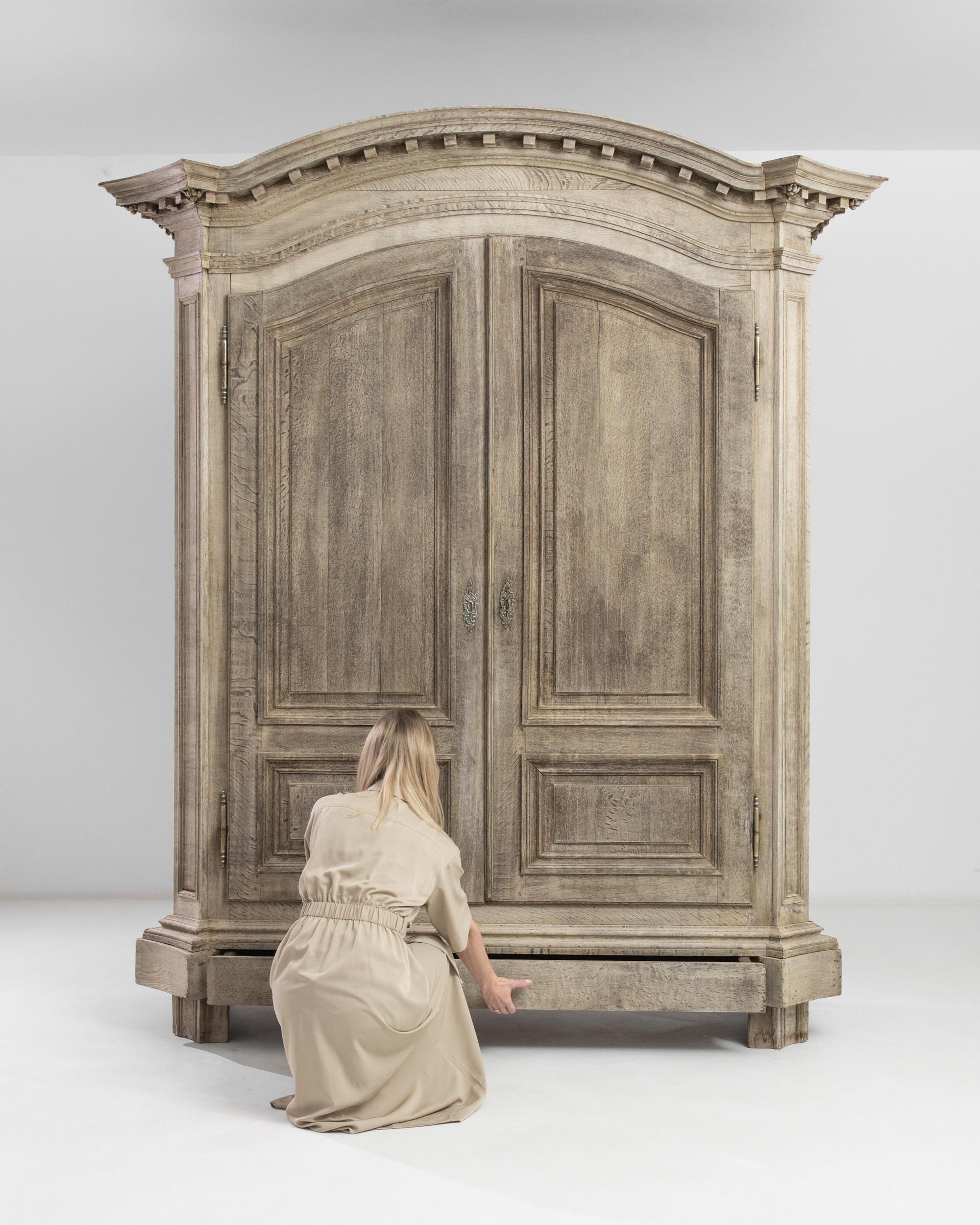 French Provincial 1820s Belgian Bleached Oak Armoire
