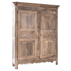 Antique 1820s Belgian Bleached Oak Wardrobe