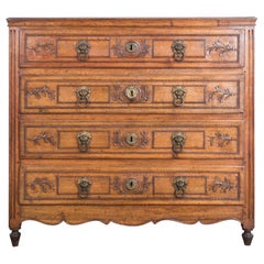 1820s Belgium Oak Chest of Drawers with Lion Headed Pulls