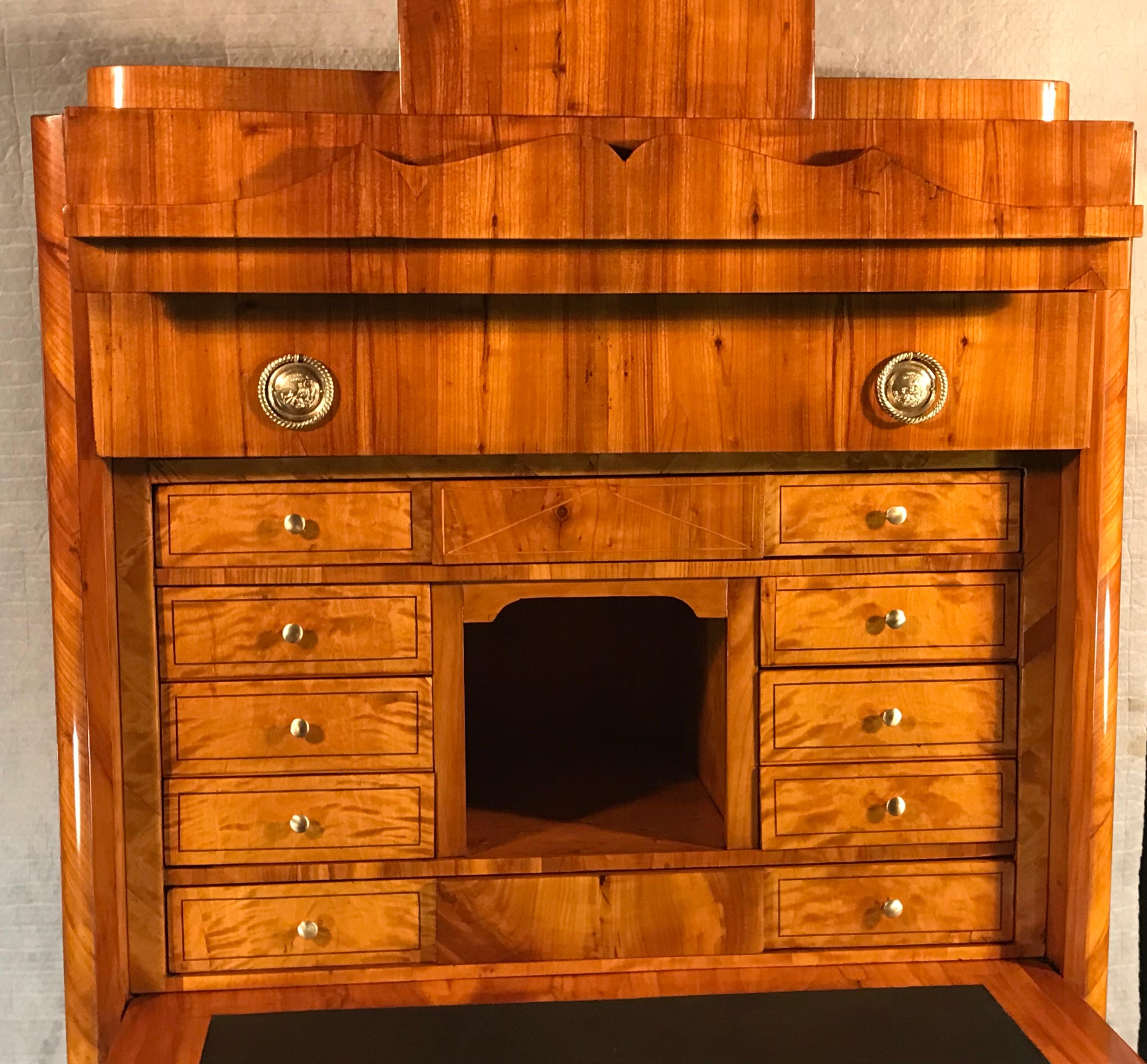 Pelle 1820’s Biedermeier Fall Top Desk, Cherry in vendita