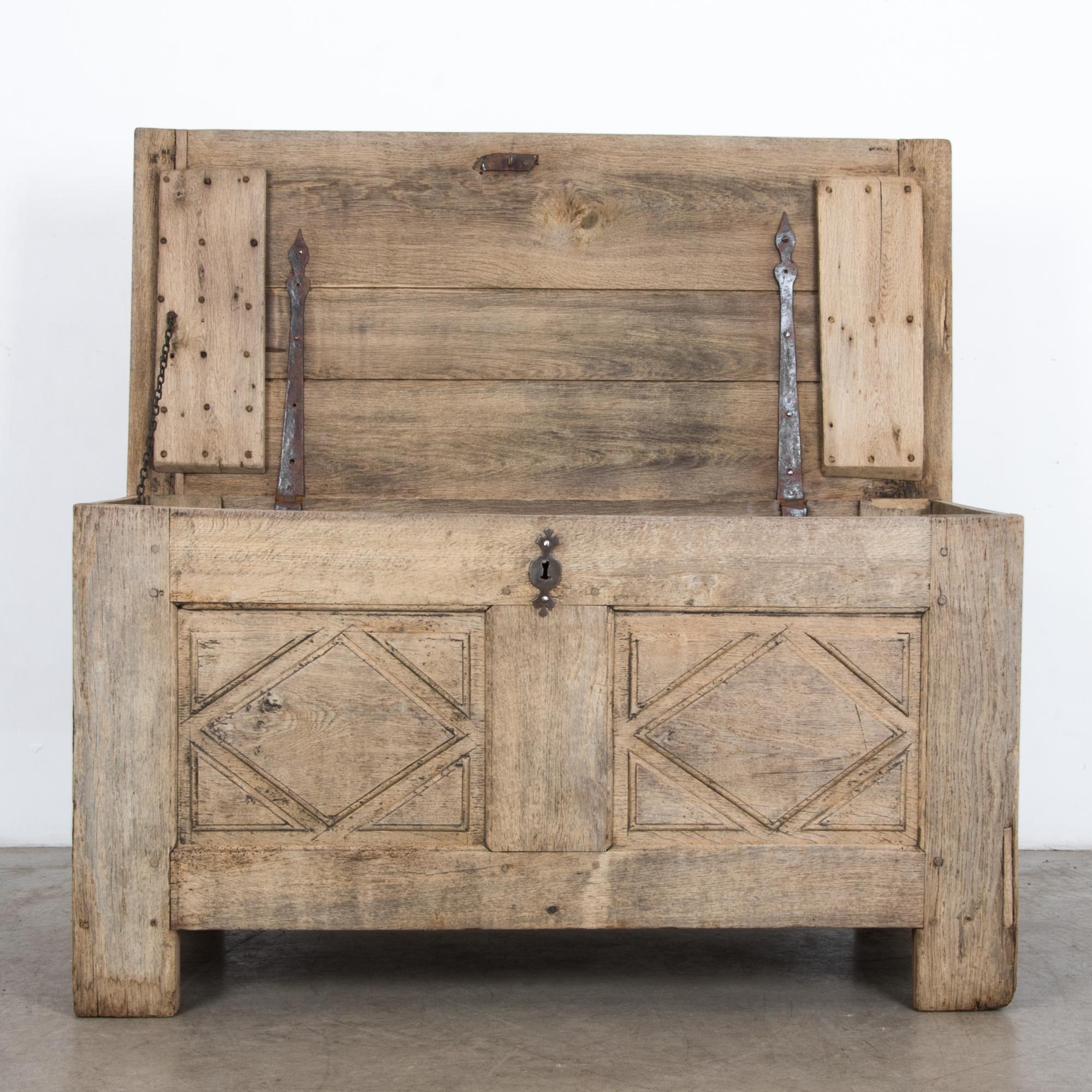 French Provincial 1820s Bleached Oak French Trunk
