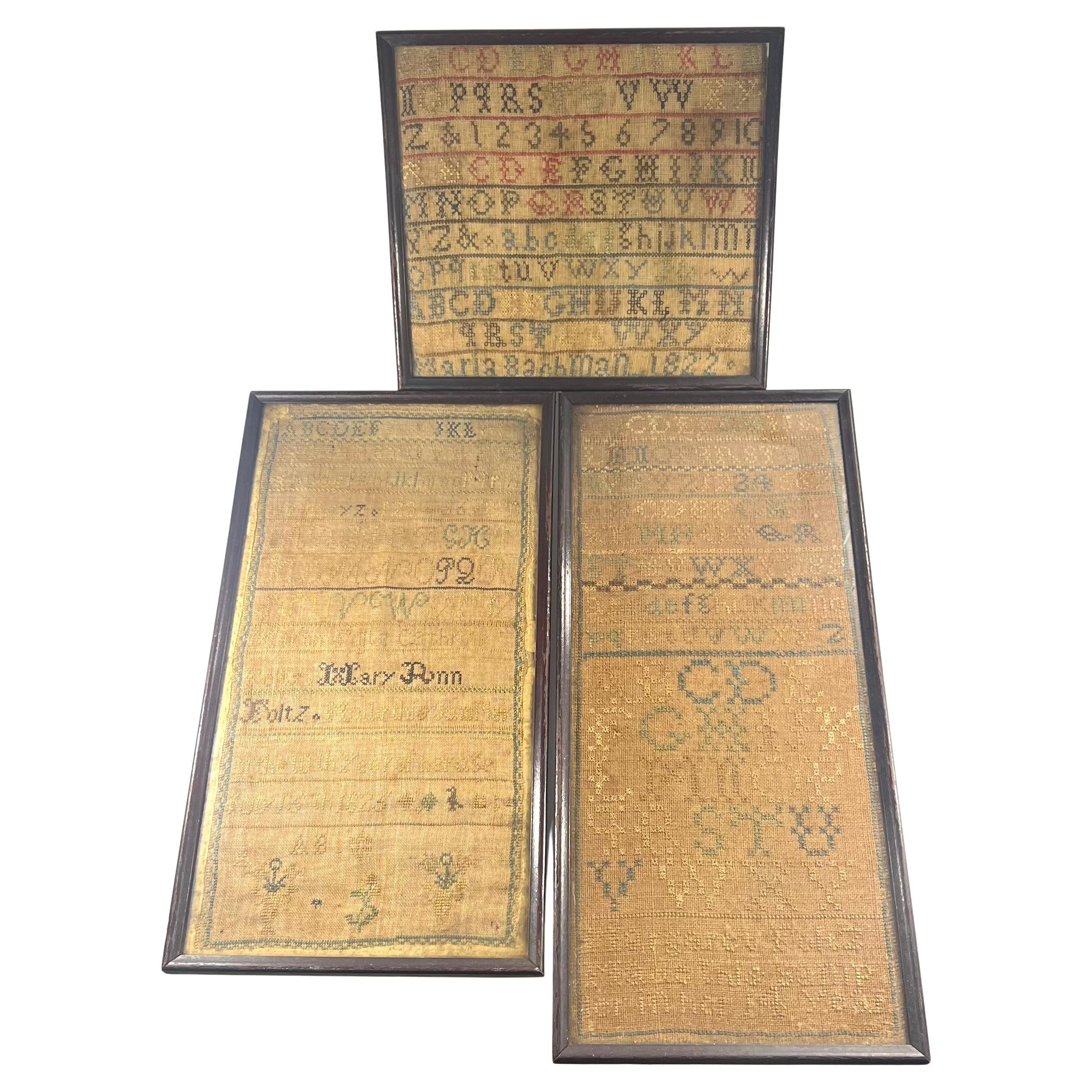 1820s Cross-Stitch Samplers Lot For Sale