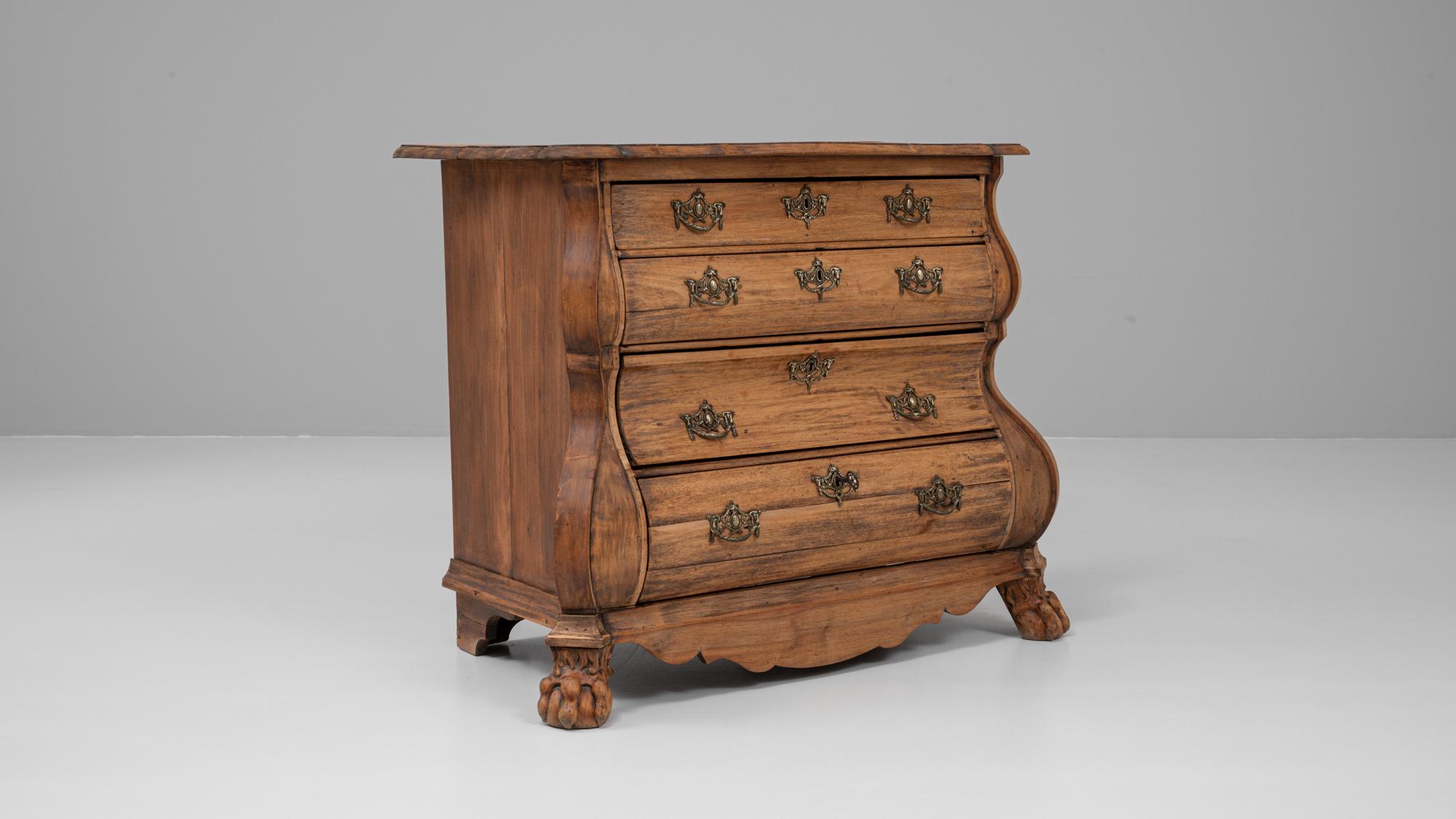 Cassettiera olandese in legno con bombe del 1820 5