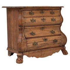 1820s Dutch Bombe Wooden Chest Of Drawers