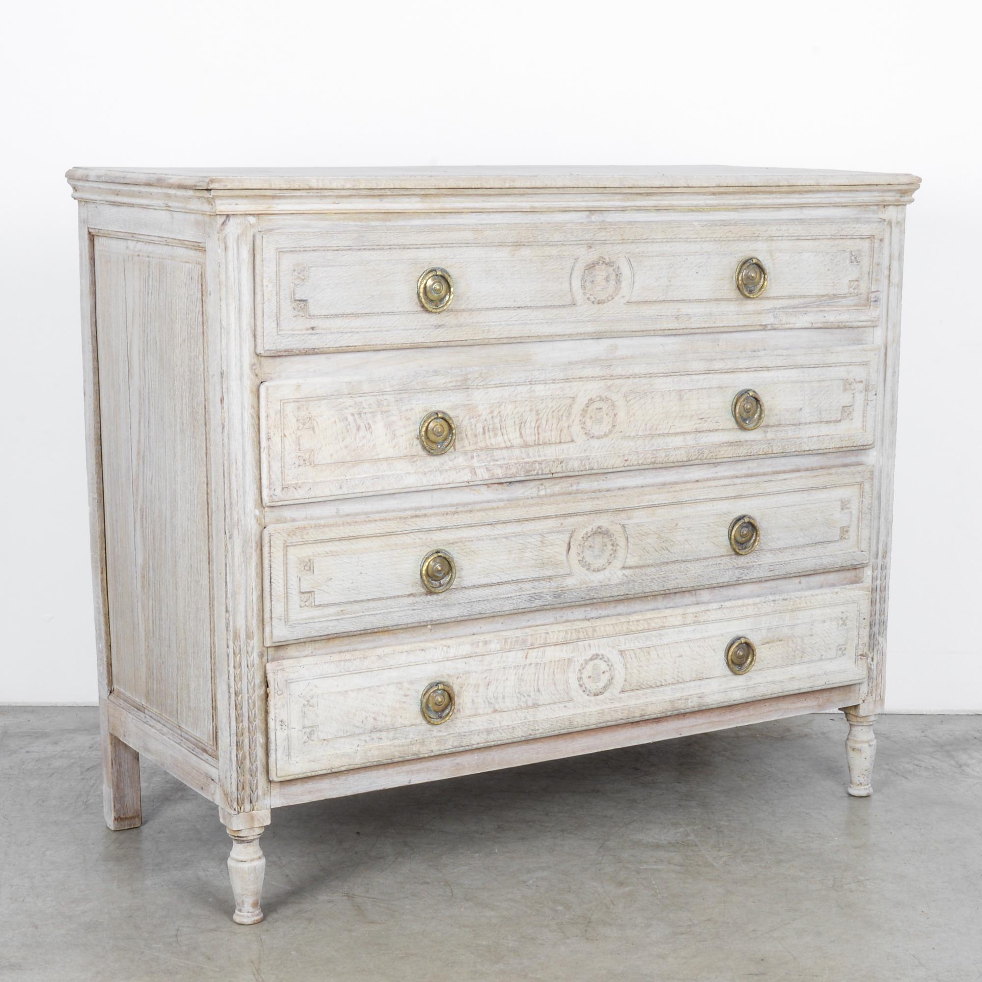French 1820s Empire Style Bleached Oak Drawer Chest