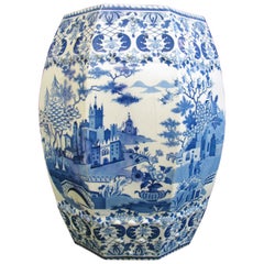 1820s English Spode "Gothic Castle" Pattern Garden Seat