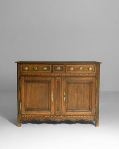 1820s French Baroque Oak Buffet With Brass Details