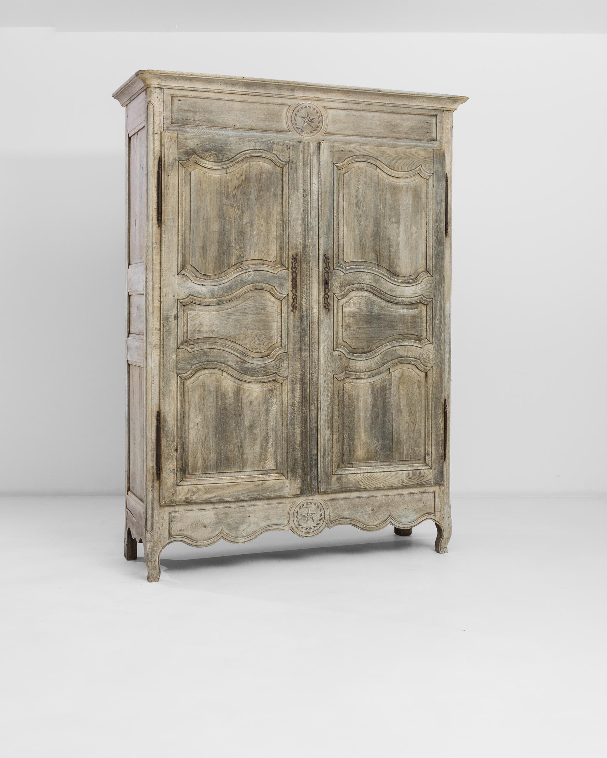 Bleached 1820s French Baroque Oak Cabinet