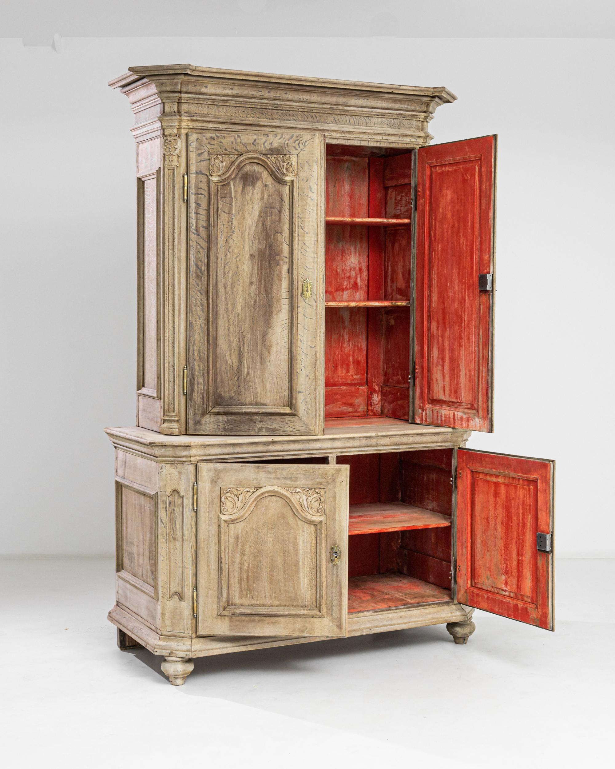 19th Century 1820s French Bleached Oak Cabinet