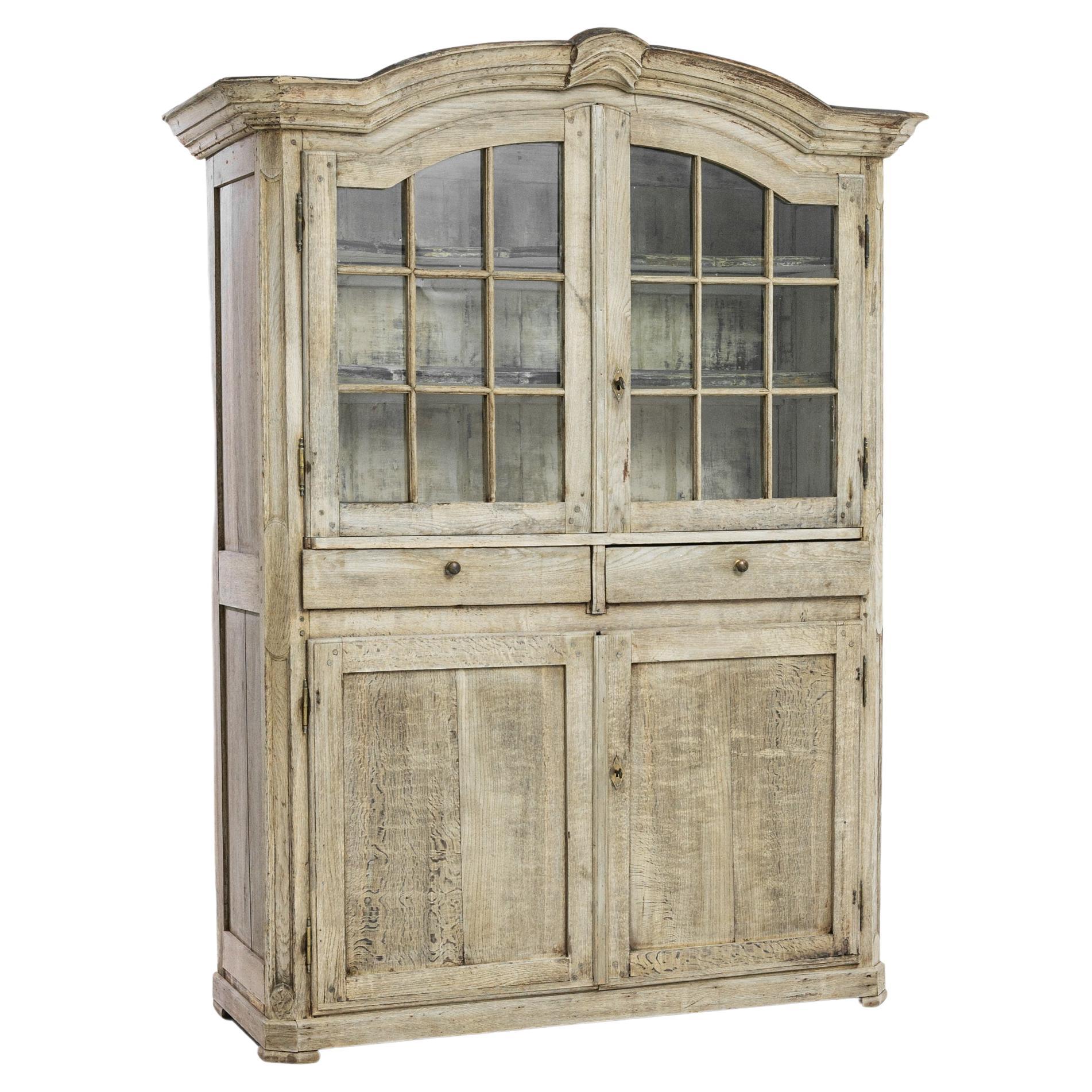 1820s, French Bleached Oak Display Cabinet 