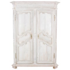 Antique 1820s French Bleached Oak Wardrobe