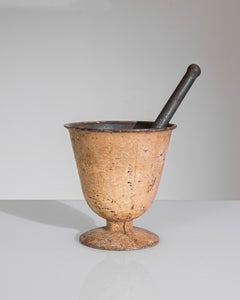 1820s French Cast Iron Mortar with Pestle