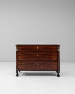 1820s French Empire Marble-Top Chest of Drawer With Paw Feet