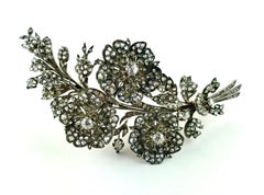1820s French en tremblant Gold Silver and Diamond Brooch
