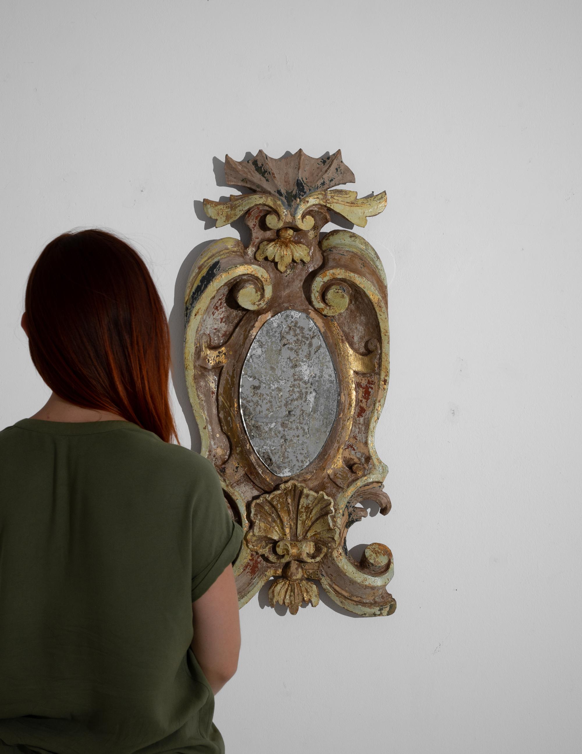 French Provincial 1820s French Molded Patinated Mirror