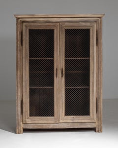 1820s French Oak Cabinet With Wire Mesh Doors