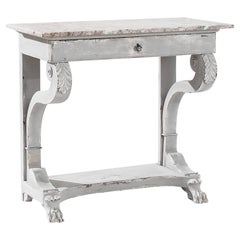 Antique 1820s French Wooden Console Table with Marble Top